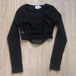 Princess Polly US6 Black log Sleeve  Top Corset